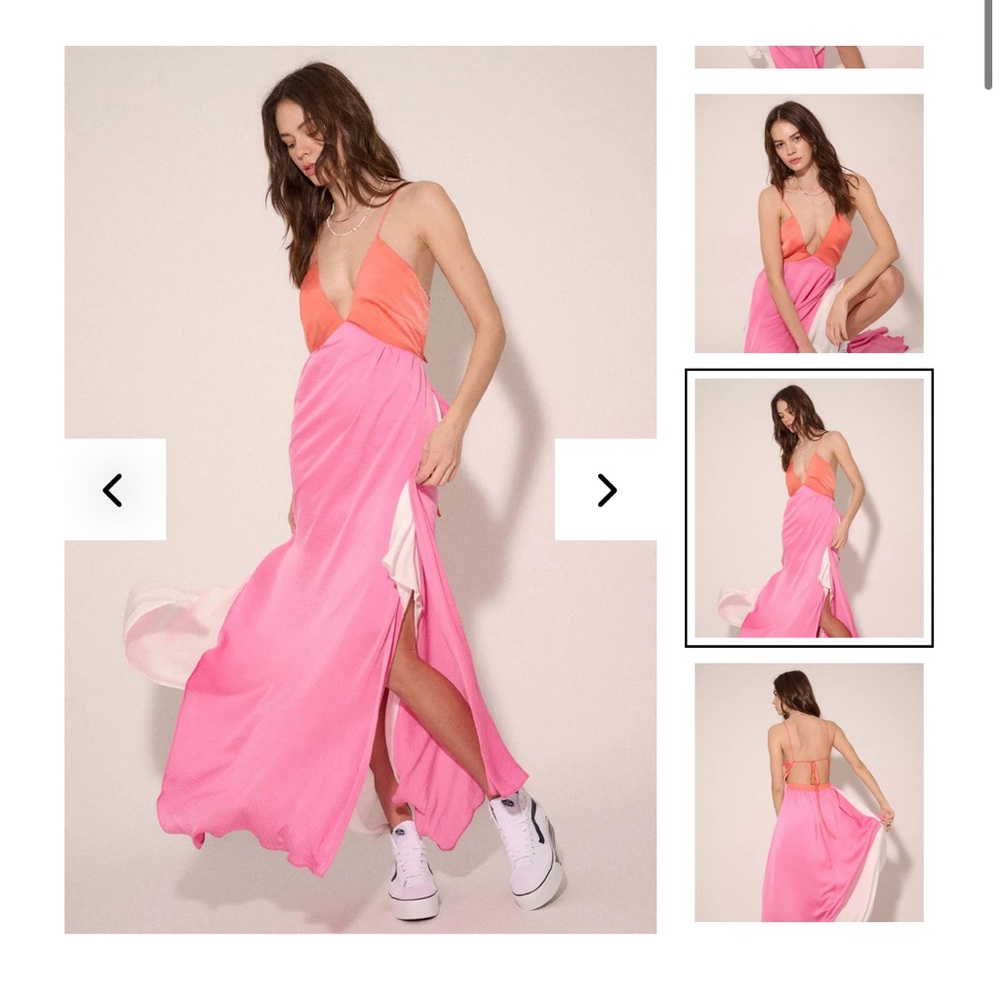 Glam Squad Colorblock Layered Satin Maxi Dress